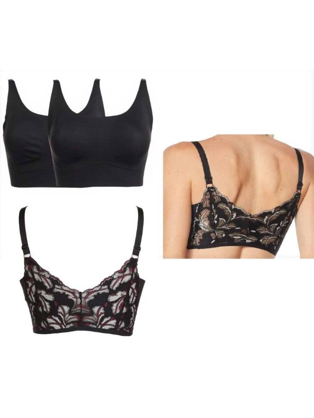 Rhonda Shear Lace Back Body Bra Set of 2 LARGE